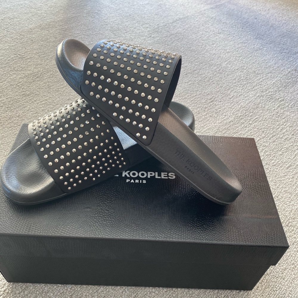 Black Leather slides